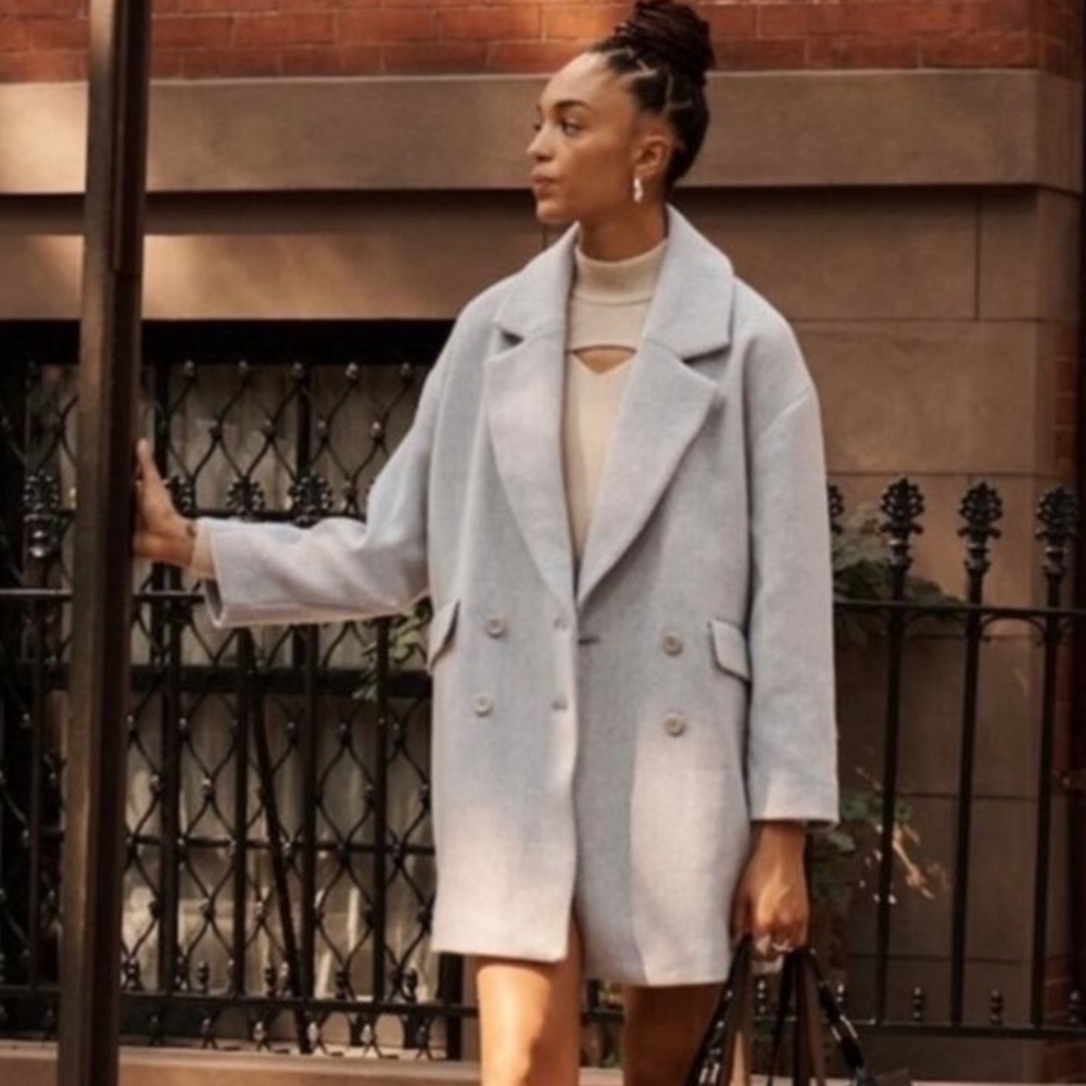 Abercrombie & Fitch Grey Wool Double Breasted Coat